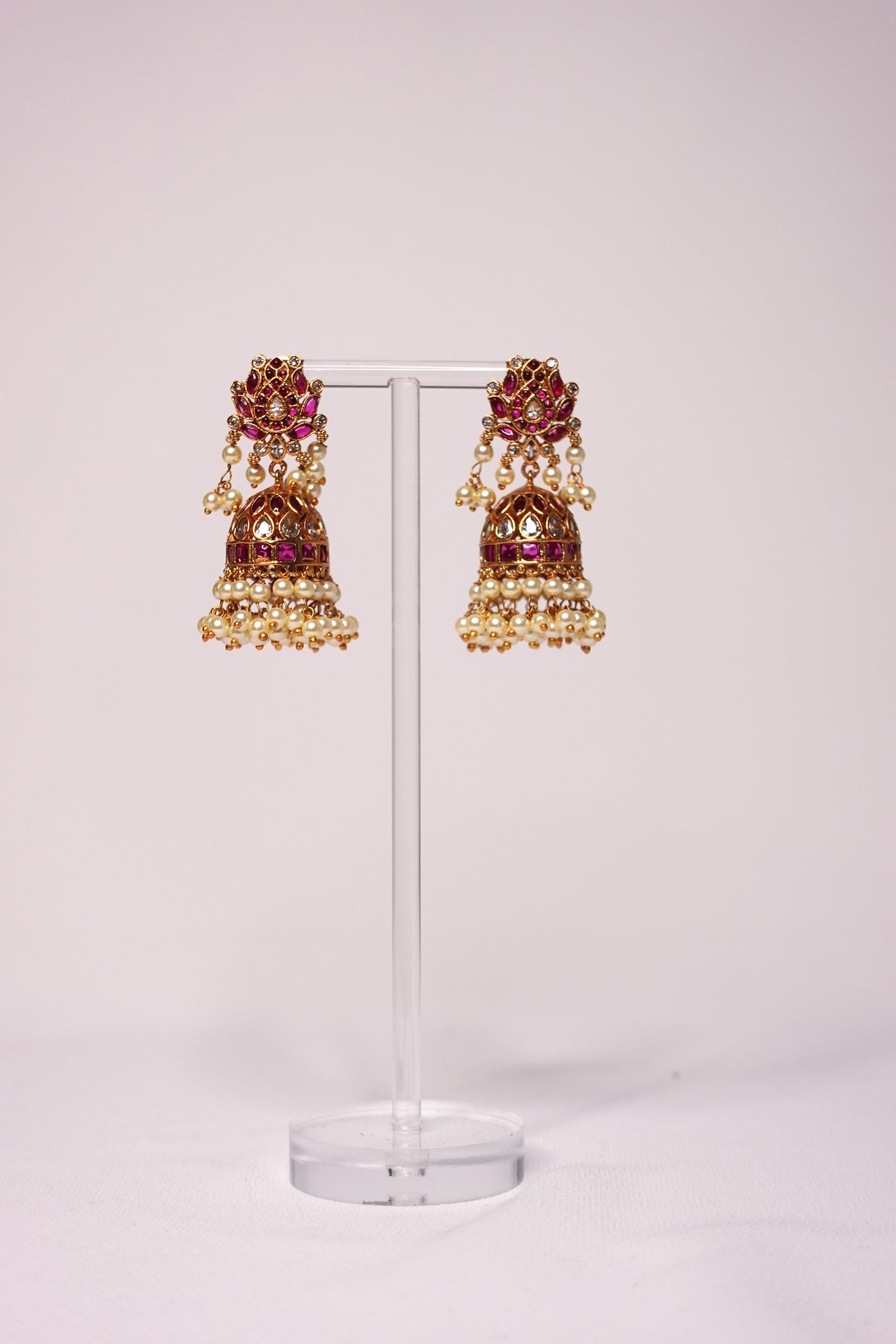 Pink Lotus Jhumka- 04