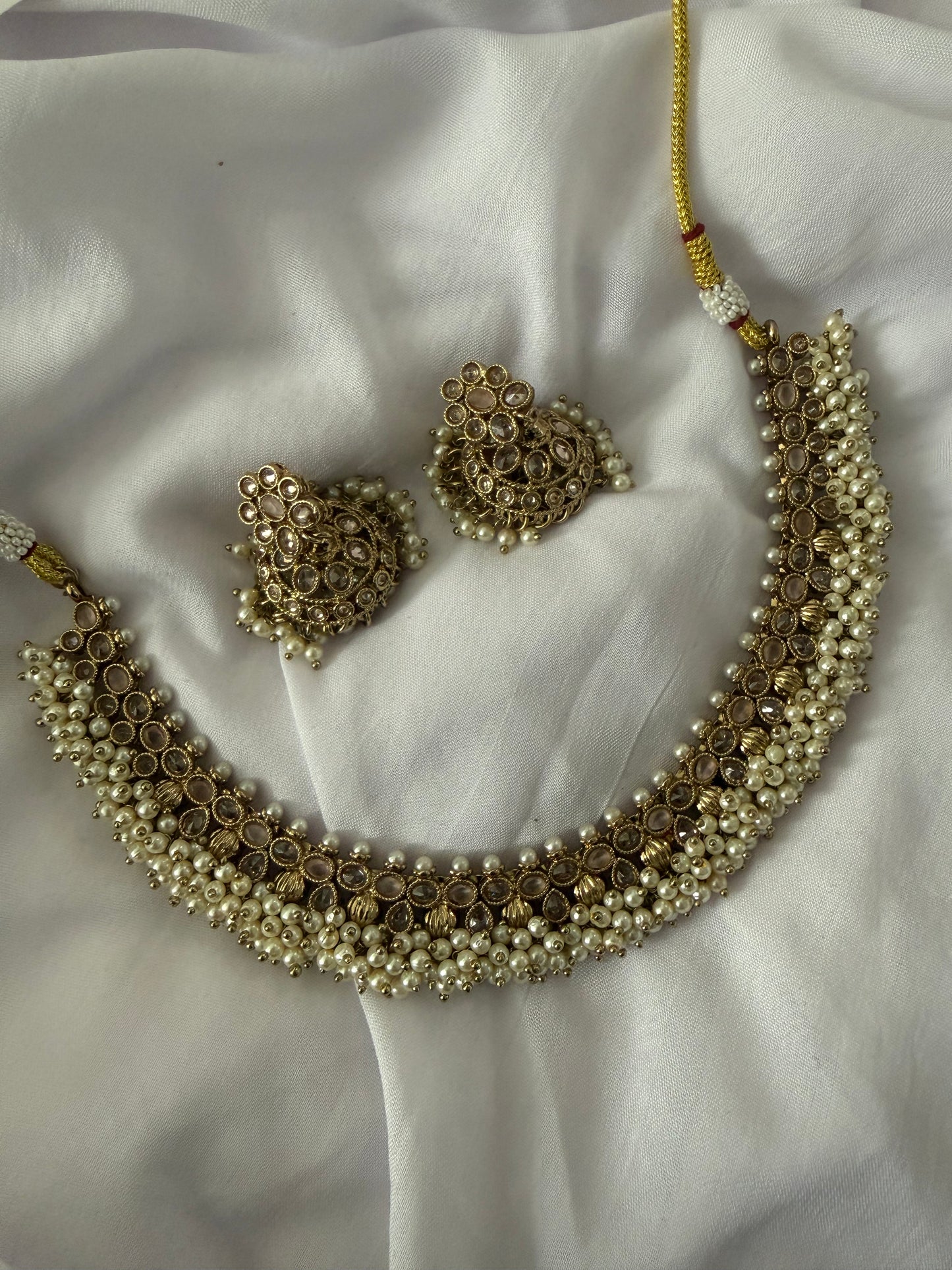 Pink Cluster Necklace Set - 246