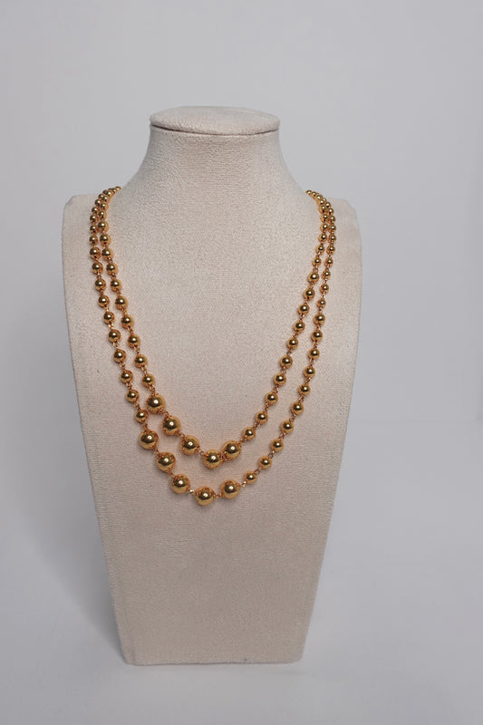 Gold Tone Double Layer Ball Necklace - 180