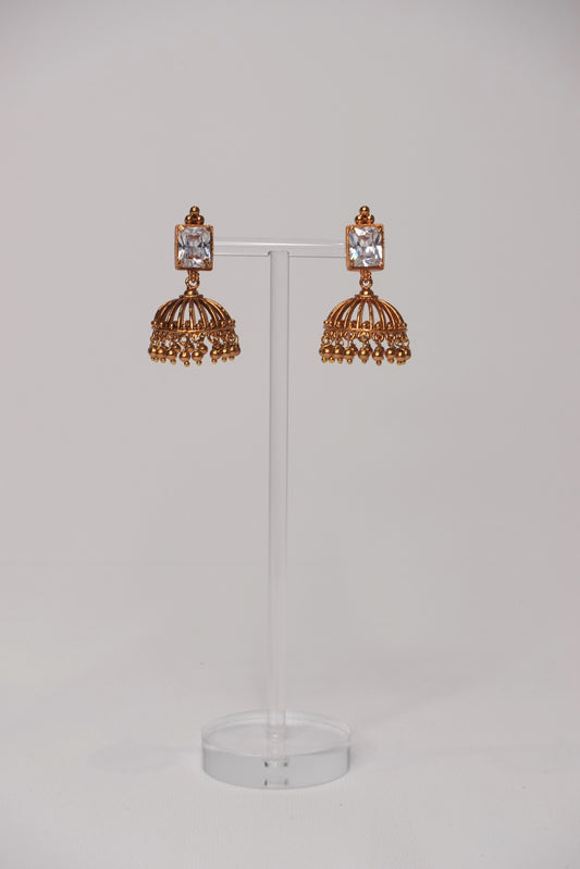 White Stone Jhumka - 08
