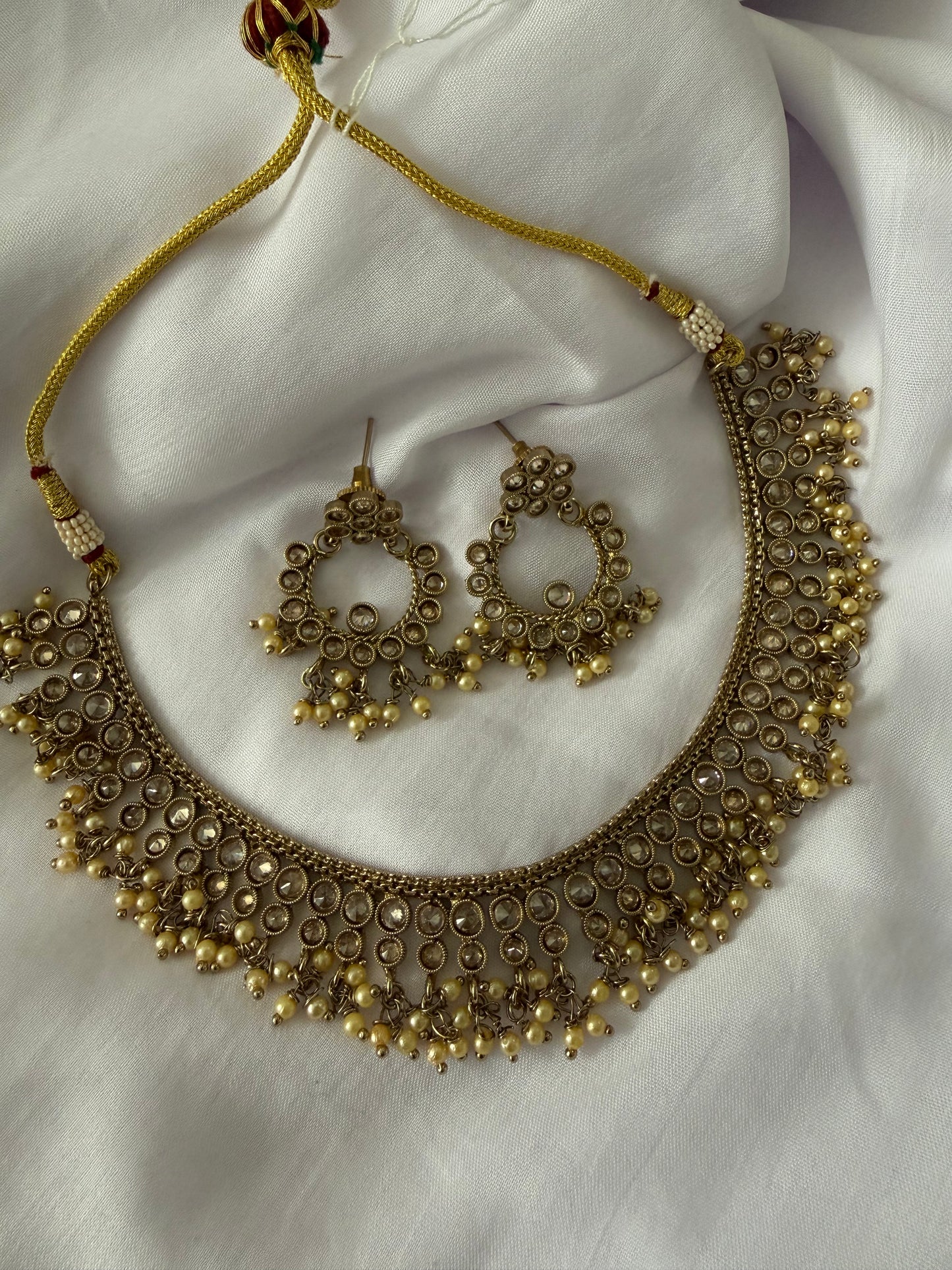 Gold Pearl Necklace Set - 227
