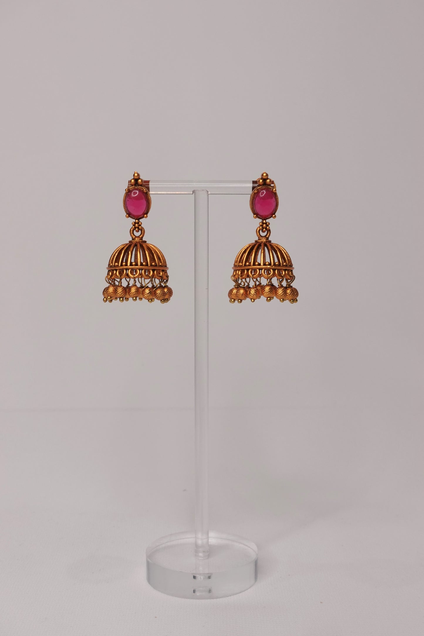 Pink Oval Jhumka - 09