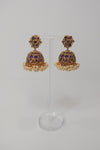 Purple Stone Pearl Cluster Jhumka - 01